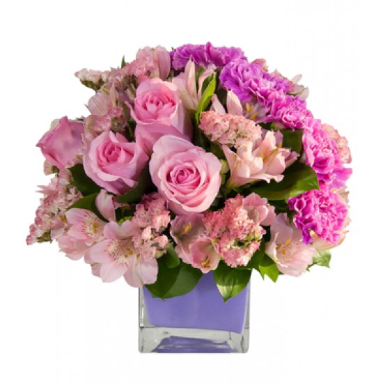 Rosas rosadas y alstroemeria Rosas rosadas y alstroemeria
